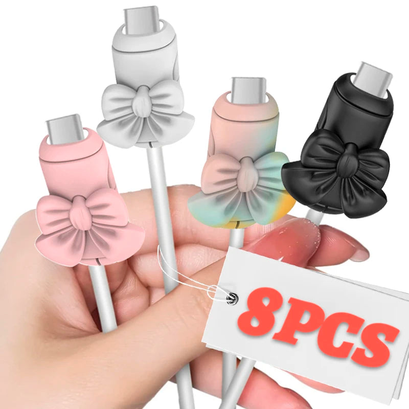 Cartoon Soft Silicone Data Cable Protective Wire Winder Saver for Android Type C Micro USB Phone Charging Cords Protector Cover