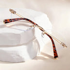 Fashion Women Rimless Photochromic Sunglasses Oval Metal Frame Transition Lens UV400 Protective Elegant Eyewear
