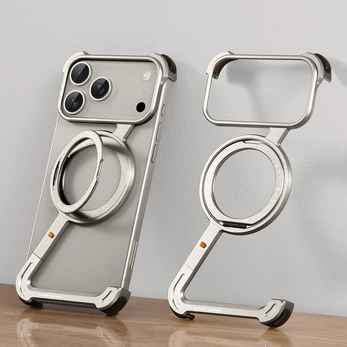 Eary Z Case for iPhone 17 Pro Max Air Phone Case Frameless 360°Rotation Magnetic Stand for Magsafe Shockproof Protective Cover