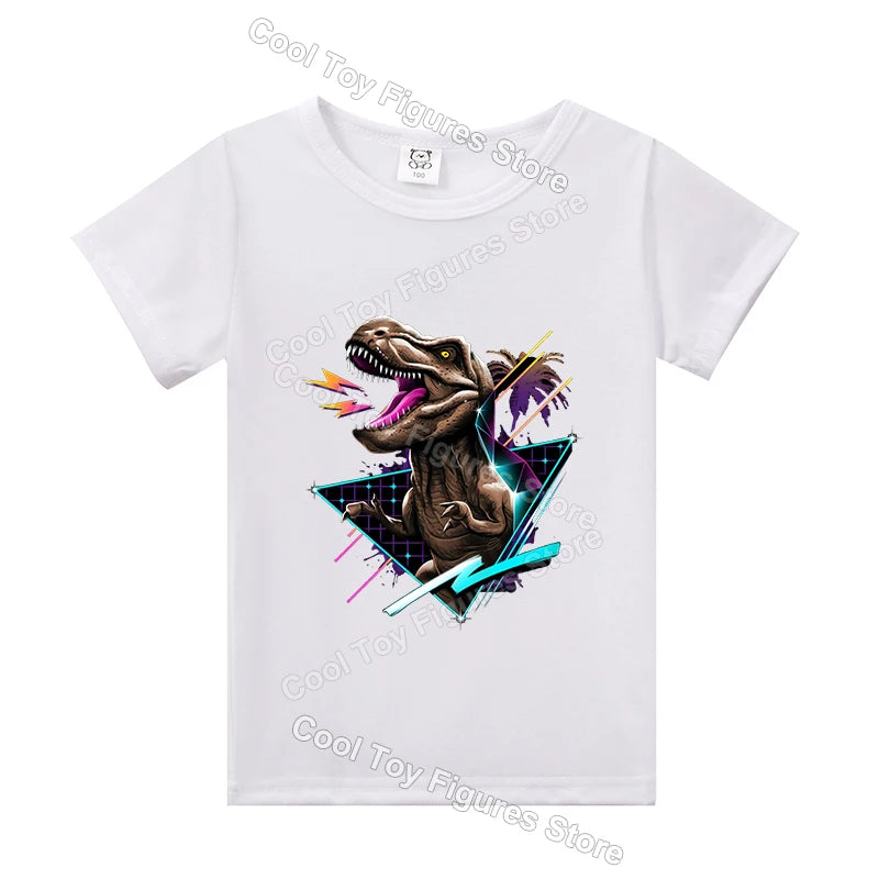 Jurassics World Series T-shirt Summer Hot Dinosaur Park Boys Girls Short Sleeve Top Trend Kids Base Clothes Birthday Gift