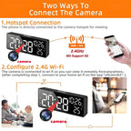 Mini 4K HD camera, supports remote viewing, motion detection, digital lights can be turned off, ringing alarm clock camera