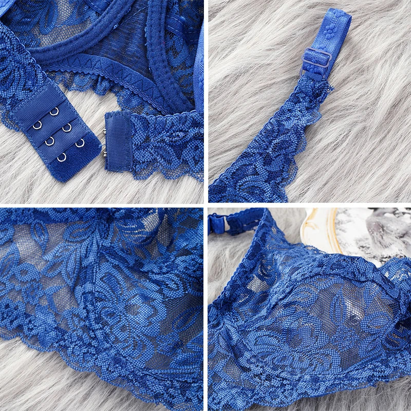 Women Sexy Lace Thin Bras Plus Size Lace Bra 34-40 B/C Cup Push Up Bralette Hollow Out Lingerie for Curvy Female Underwear
