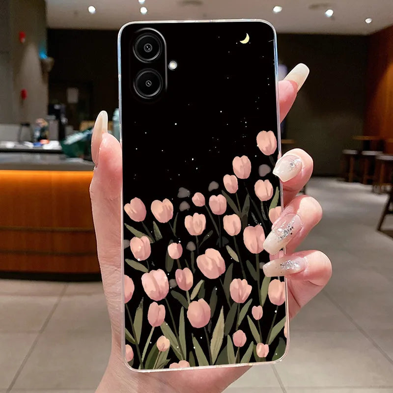 For Samsung A07 2025 Clear Phone Case Luxury Butterfly Flowers Casing For Samsung Galaxy A07 SamsungA07 A 07 Silicone Back Cover