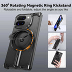 Eary for Google Pixel 9 Pixel 9 Pro XL Fold Phone Case 360° Rotatable Magnetic Kickstand Metal Frameless Bumper Slim Thin Cover