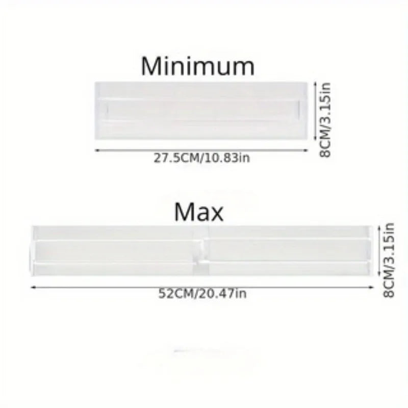 1pc drawer divider, adjustable length, transparent plastic for clothing, kitchen utensils, and office storage and organization