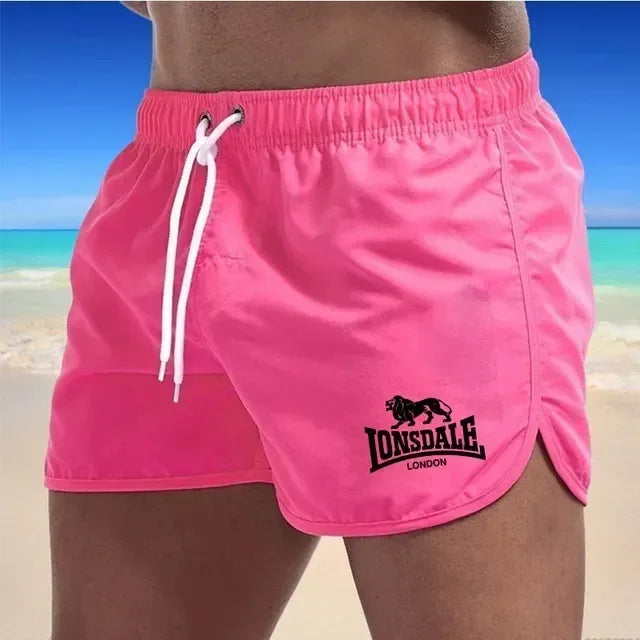 Men's Beach Shorts Lonsdale-Print Sport Running Pants Shorts Swimwear Movement Quick Dry Surf Shorts Swimwear