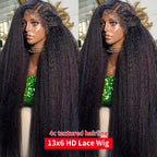 Yaki Kinky Straight Wigs 4C Edges Curly 13x6 HD Lace Frontal Wig Pre Plucked Curly Baby Hair 6x4 Glueless Wigs Ready To Wear