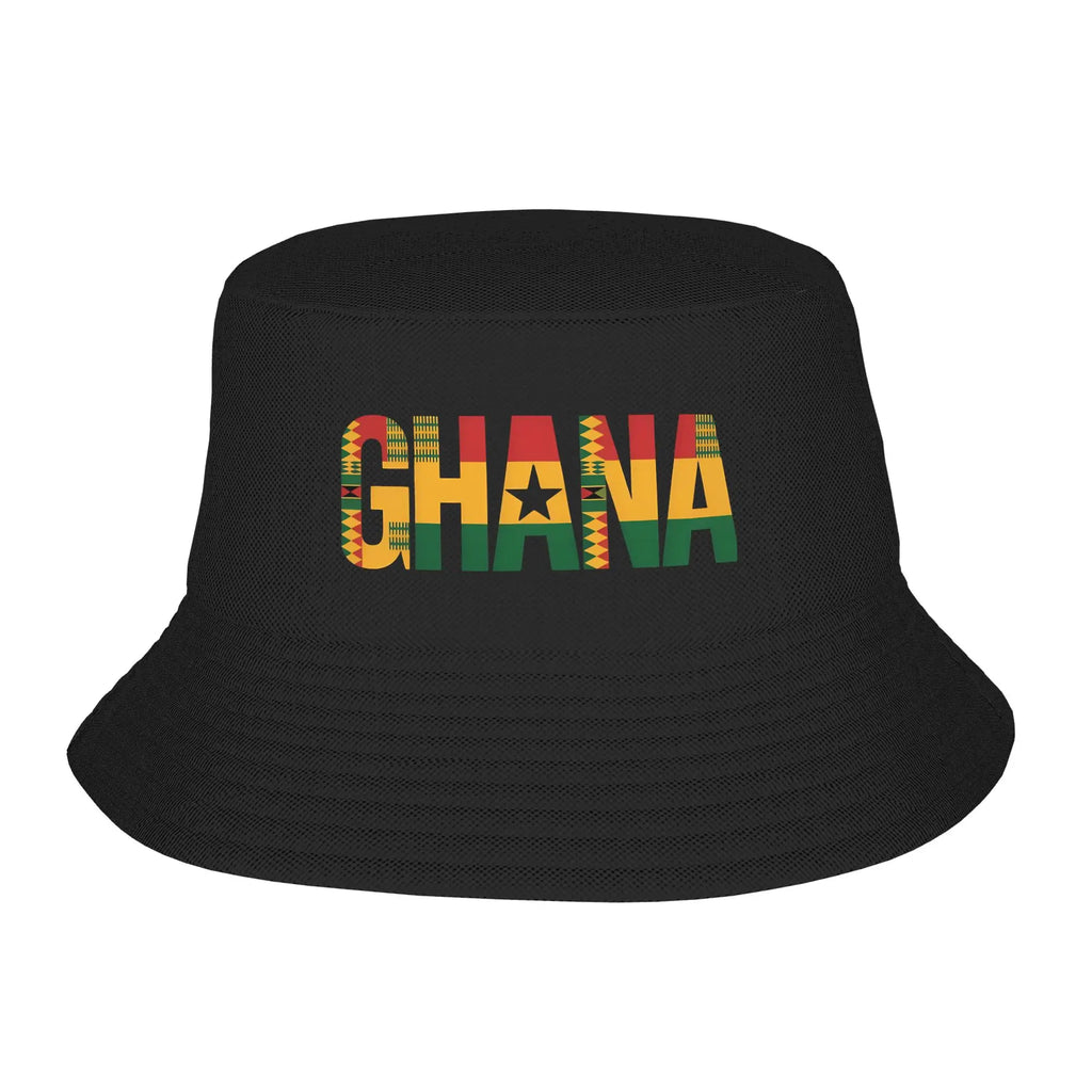 Ghana Flag Ghanian Kente Pattern  Bucket Hat  Fisherman Caps For Unisex Korean Beach Travel Visor Hats Breathable Graphic Cap