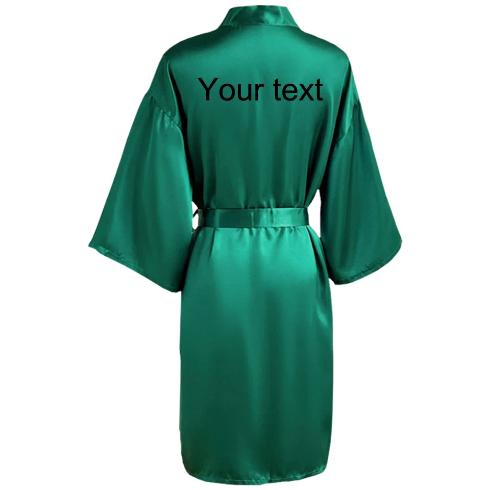 Customized Name Date Wedding Bathrobe Faux Silk Bridal Robe Bride Bridesmaid Wedding Robes Woman Bachelorette Hen Party