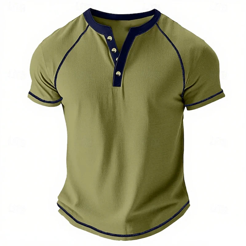 Retro Men's Button-Down T-Shirt Minimalist Print T-Shirt Loose-Fit Casual Summer Polo Shirt Stylish Streetwear Men's Top