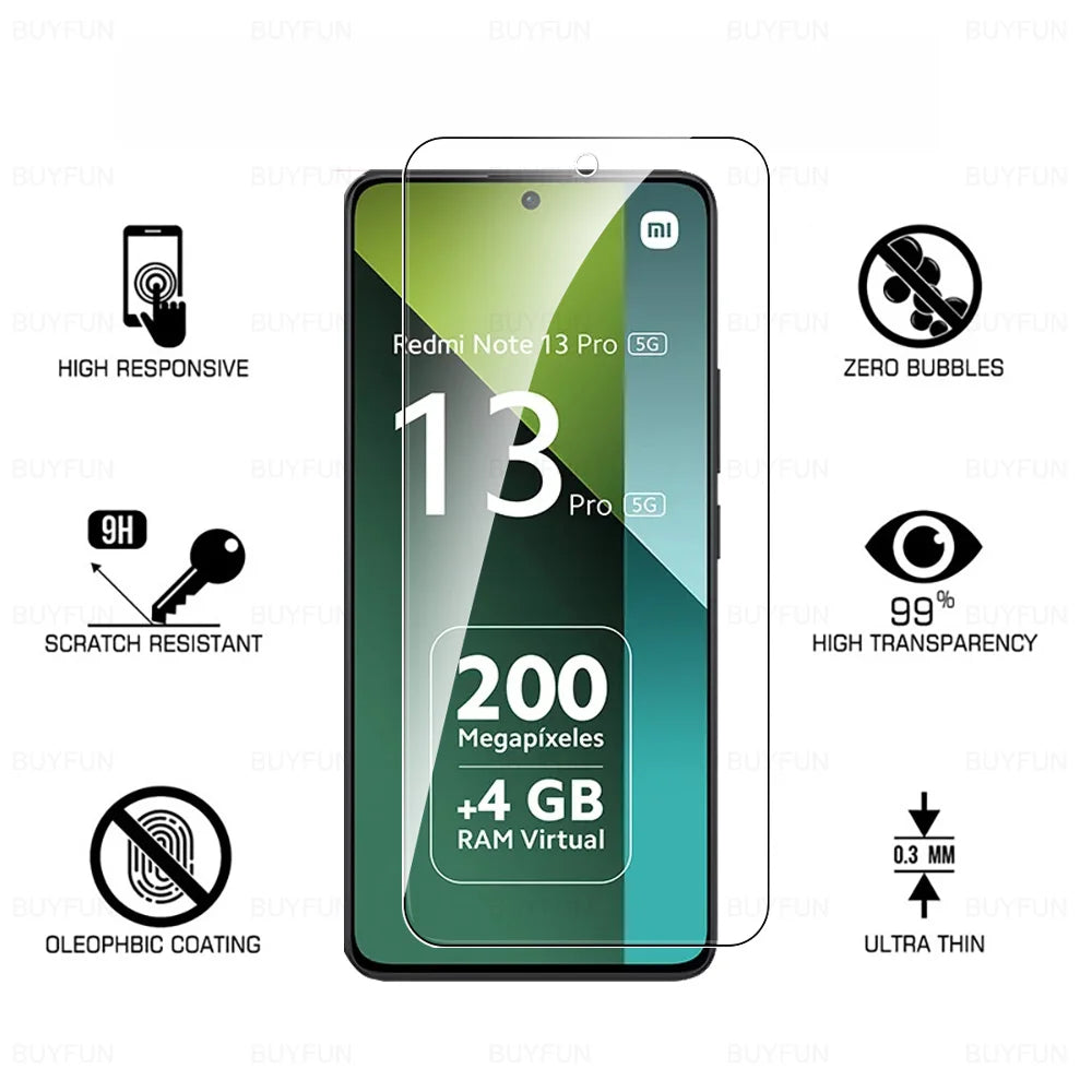 8 in 1 Tempered Glass For Redmi Note 13 15 Pro 5G Camera Glass Xiaomi Note13 14 Note14 13Pro 15Pro 4G HD Lens Screen Protector