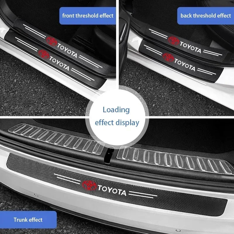 Car Logo Door Carbon Fiber Sill Protector Stickers for Toyota Yaris Corolla Auris Rav4 LandCruiser Vios LEVIN Camry Prado