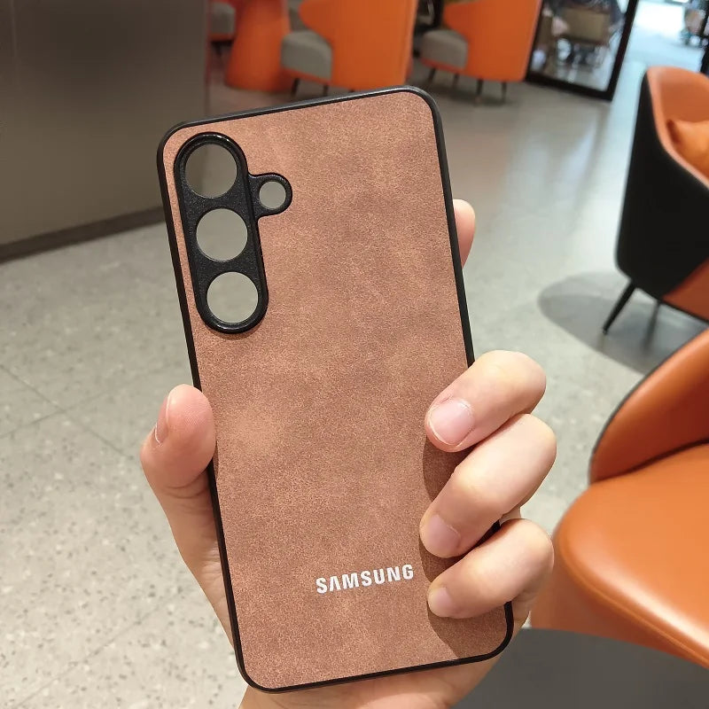 For Samsung Galaxy A57 A56 A55 A37 A36 A35 A26 A16 A15 A25 A17 5G Case Luxury Sheepskin Leather Shell Plain Lambskin Cover Coque