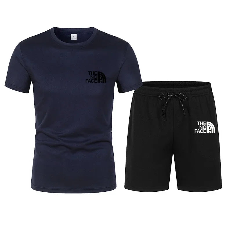 2026 Summer Fashion Trend Casual Sports Two-piece Set Trendy Men's Short Sleeved T-shirt+shorts Set
