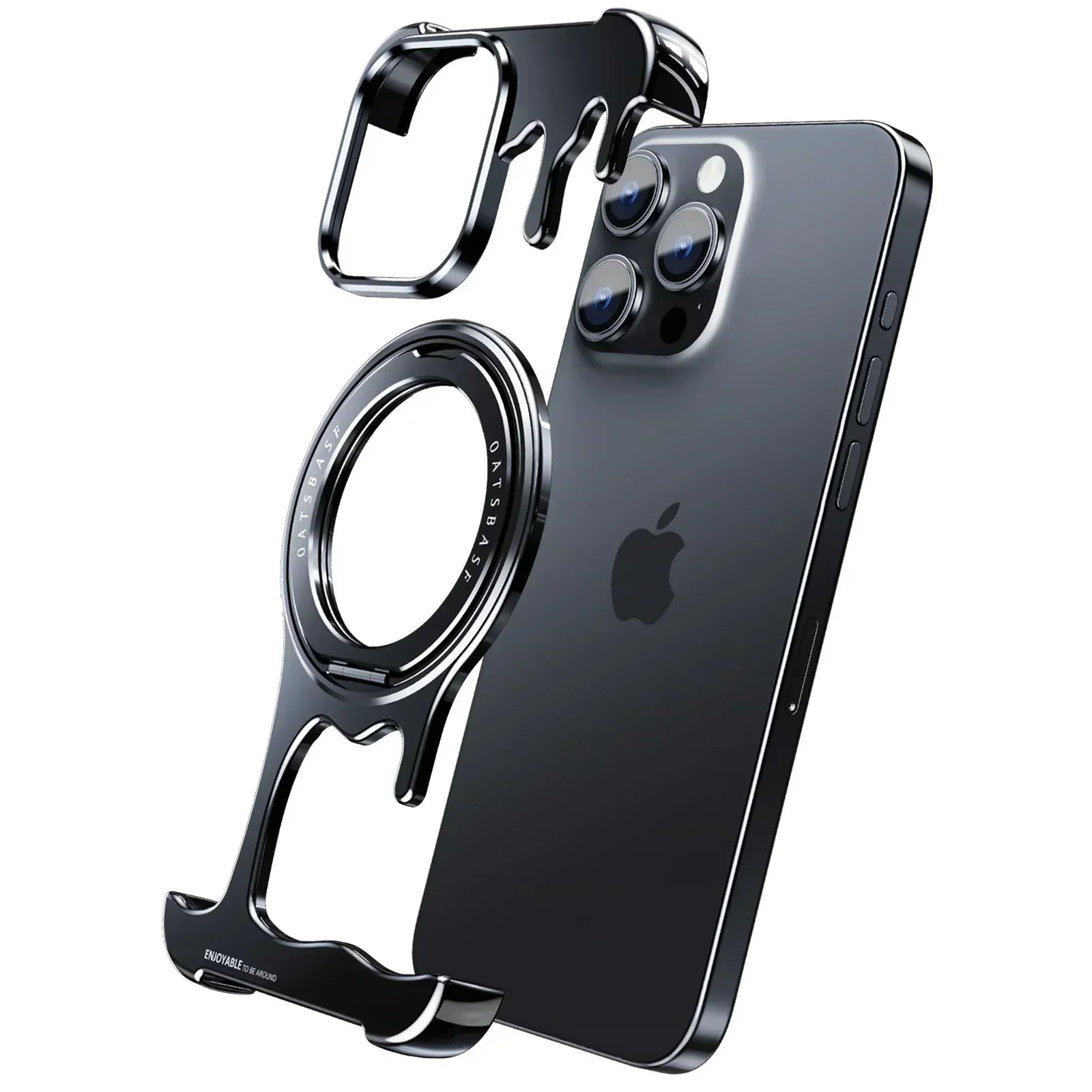 Eary Frameless for iPhone 16/15/14/13 Pro Max Case for Magsafe 360°Rotation Finger Ring Holder  Bumper Protective Cover Shells