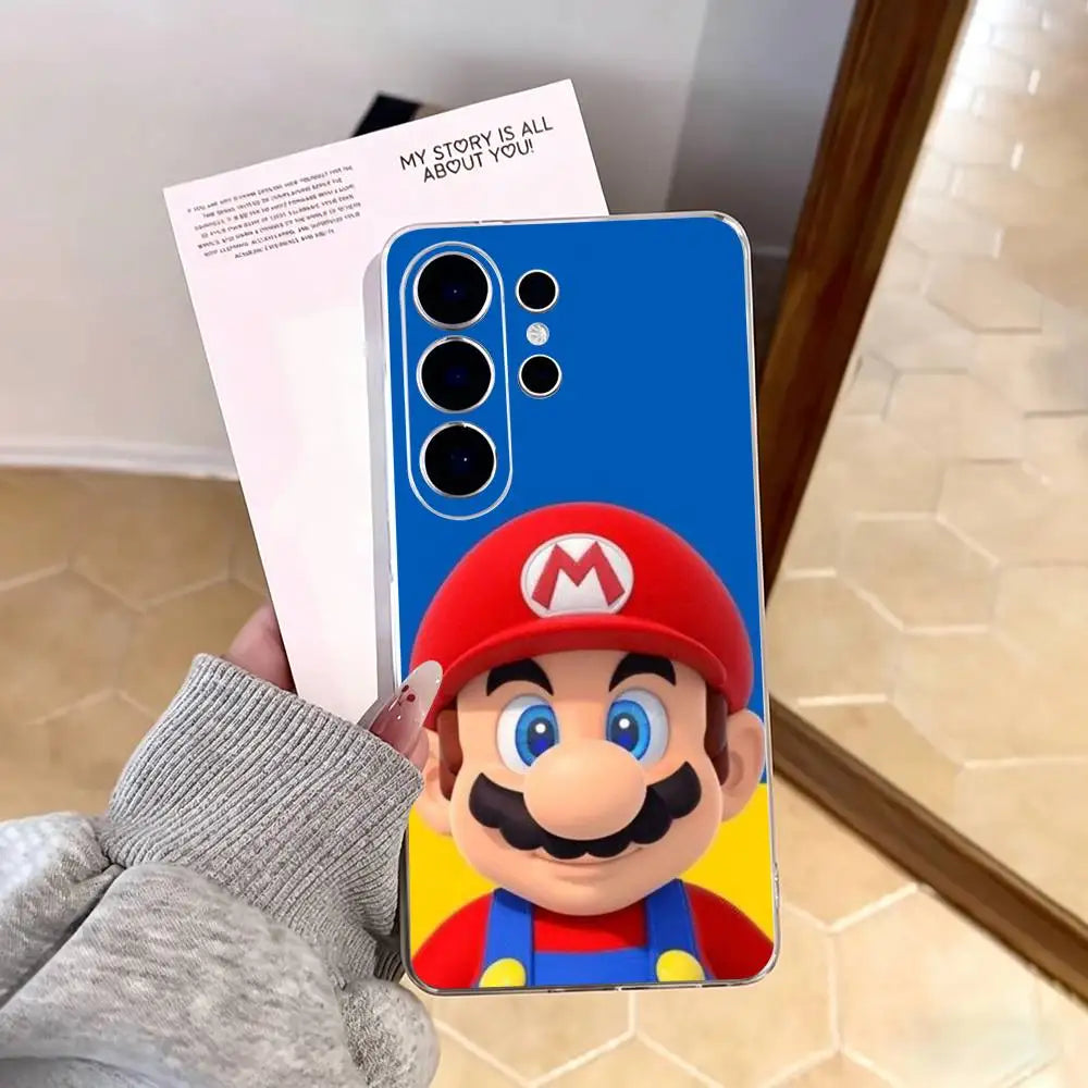 cartoon Super M-MarioS Bros  Phone Case For Samsung S25,S24,S21,S22,S23,S30,Ultra,S20,Plus,Fe,Note,10,9,5G Transparent Cover