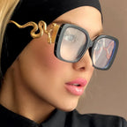 Oversize Snake Designer Frame Anti Blue-Ray Glasses For Women Classic Luxury Brand Ladies Casual Glasses UV400