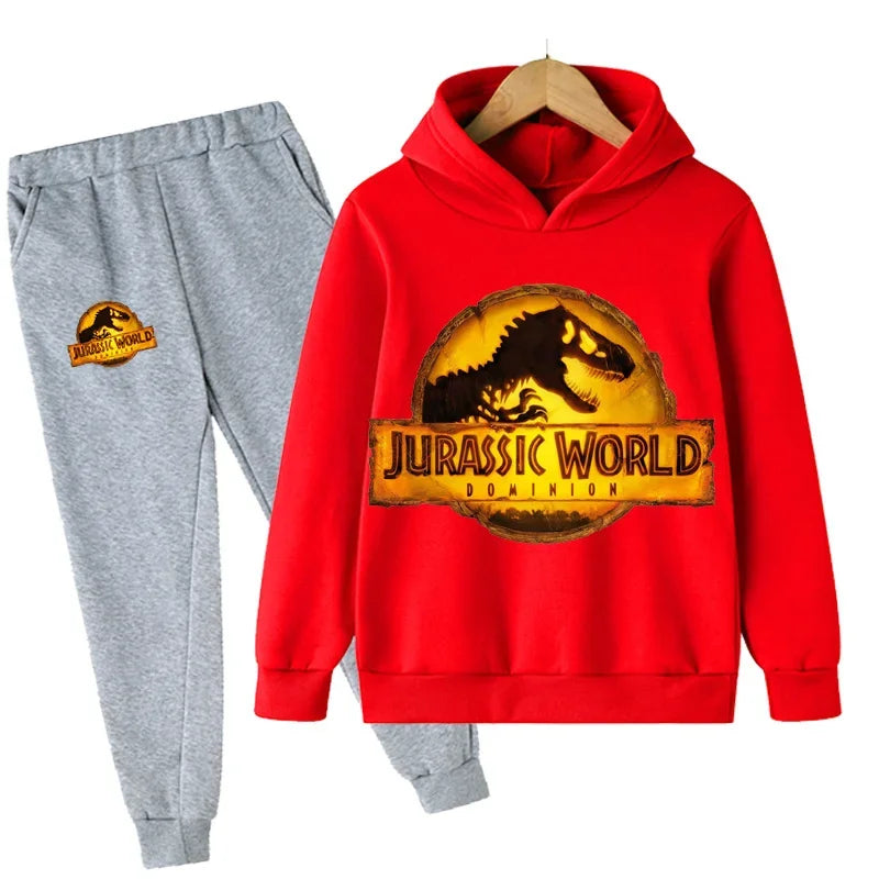 Kids Jurassic World  Children Dinosaur Hoodies Pants Set  Fashion Pullovers Clothes Boys Girls Dominion Sweatshirts Hooded Suit