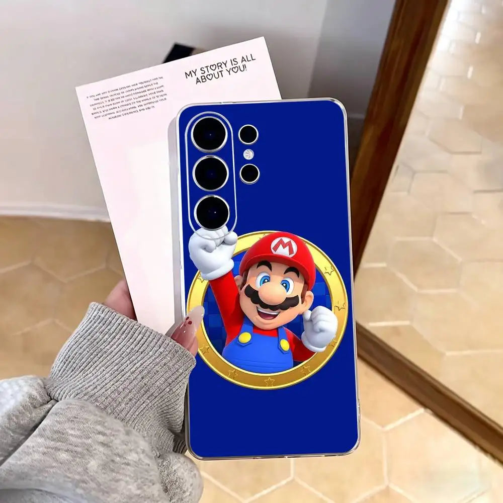 cartoon Super M-MarioS Bros  Phone Case For Samsung S25,S24,S21,S22,S23,S30,Ultra,S20,Plus,Fe,Note,10,9,5G Transparent Cover