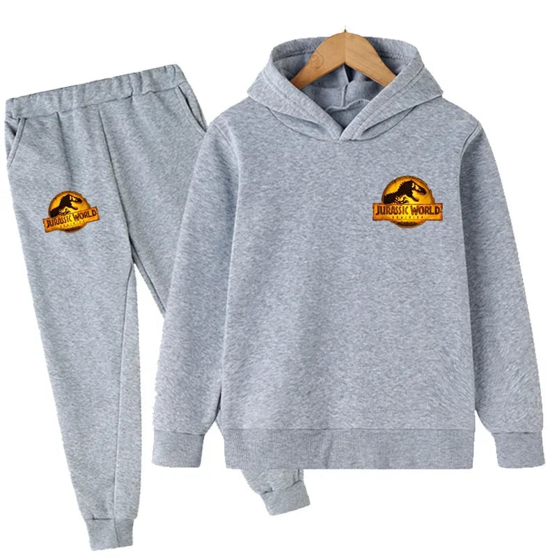 Kids Jurassic World  Children Dinosaur Hoodies Pants Set  Fashion Pullovers Clothes Boys Girls Dominion Sweatshirts Hooded Suit