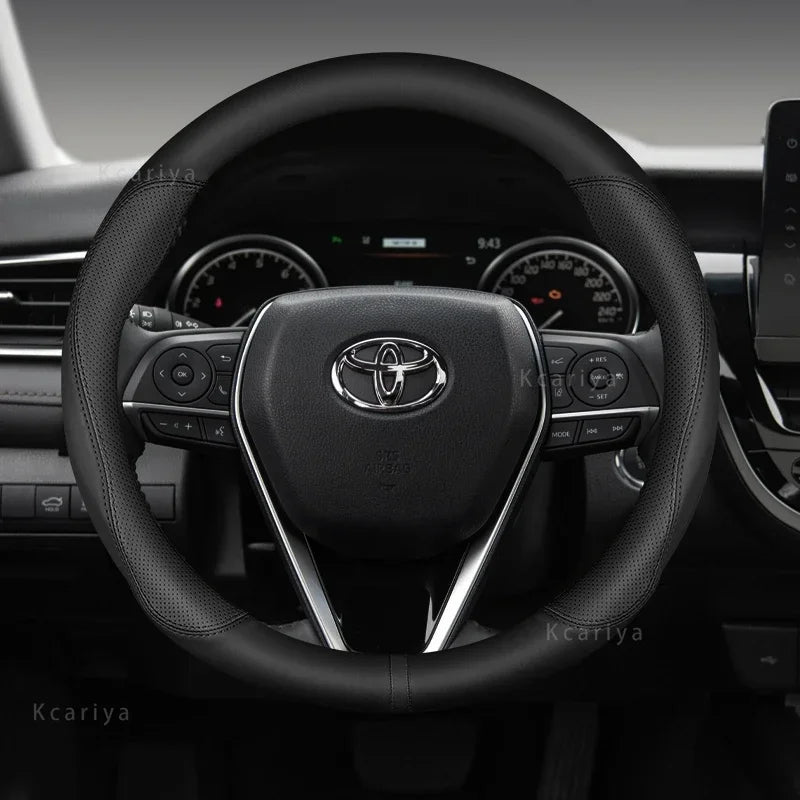 Car Steering Wheel Cover Non-Slip 38cm 15" Leather For Toyota Corolla CH-R Camry Rav4 Auris Prius Yalis Avensis Auto Accessories