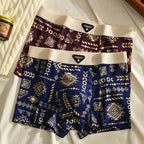 Underwear Man 2025 ice silk screen printed antibacterial breathable boxer shorts four-corner men's cheap clothing
