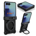 Eary Aluminum Metal Case for Samsung Galaxy Z Flip 7 with 360°Rotate Magnetic Ring Stand Ultra-Thin Slim Shells Shockproof Cover