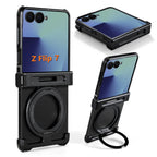 Eary Aluminum Metal Case for Samsung Galaxy Z Flip 7 with 360°Rotate Magnetic Ring Stand Ultra-Thin Slim Shells Shockproof Cover