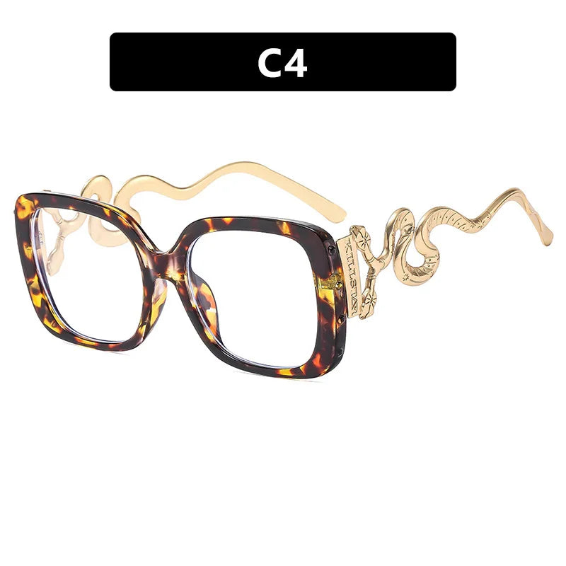 Oversize Snake Designer Frame Anti Blue-Ray Glasses For Women Classic Luxury Brand Ladies Casual Glasses UV400
