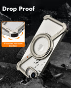 Eary Frameless Case for iPhone 16 E Magsafe Z-Shaped Phone Cover With 360°Rotate Magnetic Kickstand Metal Shockproof Protective