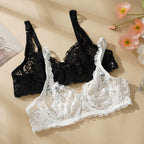 Women Sexy Lace Thin Bras Plus Size Lace Bra 34-40 B/C Cup Push Up Bralette Hollow Out Lingerie for Curvy Female Underwear