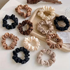 3Pcs Retro Silk Satin Scrunchies with High Elasticity - Soft Hair Ties for Home Wear, Outdoor Trips, Travel & Casual Outings