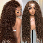 HD Chocolate Brown Deep Wave 13×6 HD Lace Front Wigs Brazilian Brown 13×4 Transparent Lace Frontal Wigs For Women Pre Plucked
