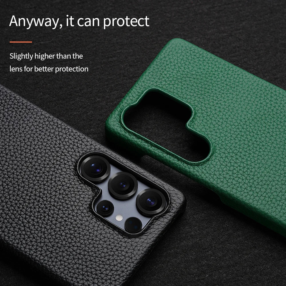 for Magsafe Case for Samsung Galaxy S26 S24 S25 Ultra Plus Natural Cowhide Leather Magnetic Protector Luxury Phone Back Cover