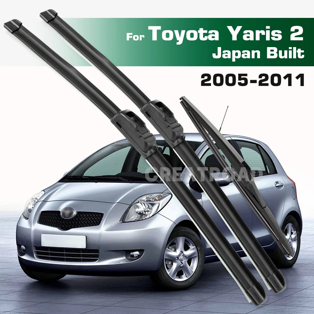 For Toyota Yaris 2 Hatchback Japan Built 2005-2011 Wiper Front&Rear Wiper Blades Windshield Windscreen Window Brushes 24"16"12"