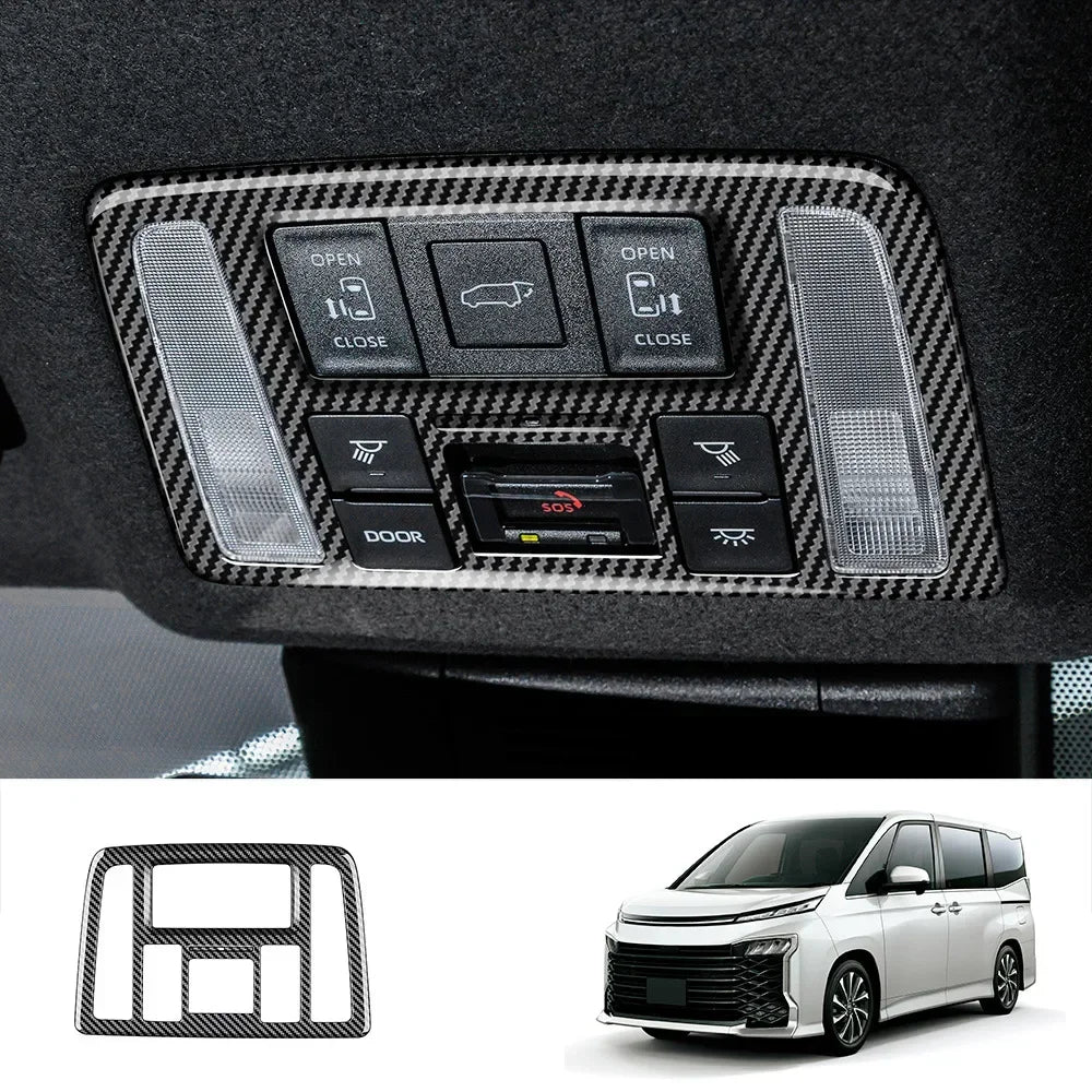 RHD For Toyota Voxy 90 Series 2021 2022 2023 Carbon Fiber inner Steering Wheel Button Decorative Cover Accessories Car Styling