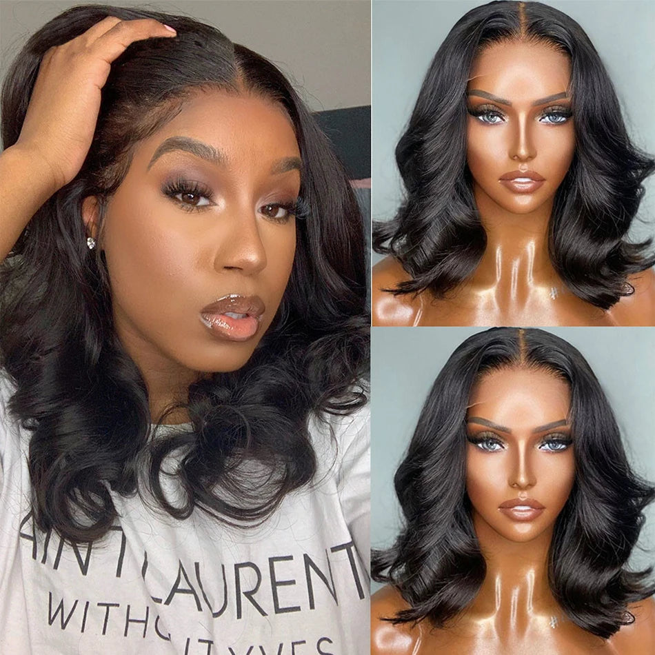 Body Wave Bob Wig 13x4 HD Transparent Lace Frontal Wig Pre Plucked Natural Hairline With Baby Hair Wear and Go Glueless Wigs