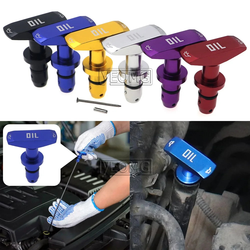 Car Oil Dipstick Pull Handle Aluminum Engine Oil Pull Handle Replacement Decoration