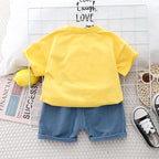New Baby Boys Clothing Sets Summer Cartoon Car T Shirt +Denim Shorts Toddler Infant Kids Casual Infant Clothes Suits 1-5 Years