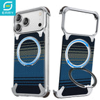 Eary Kevlar Case for iPhone 17 Pro Max Bumper with Stand 360°Rotation Magnetic Kickstand Shockproof Drop Protection Phone Cover