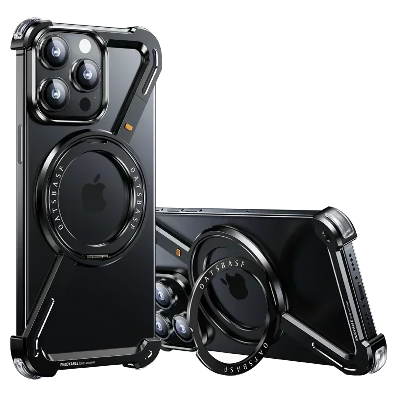 Eary Z Shape Frameless Phone Case for iPhone 17 Pro Max Air 16 15 14 13 for Magsafe Aluminum Metal Magnetic 360° Rotation Stands