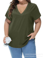 8XL Large Sizes Women T Shirt Summer Short Sleeve Loose Ladies Tees Shirt Casual V-Neck Pullover Black White Gray Tops Plus Size