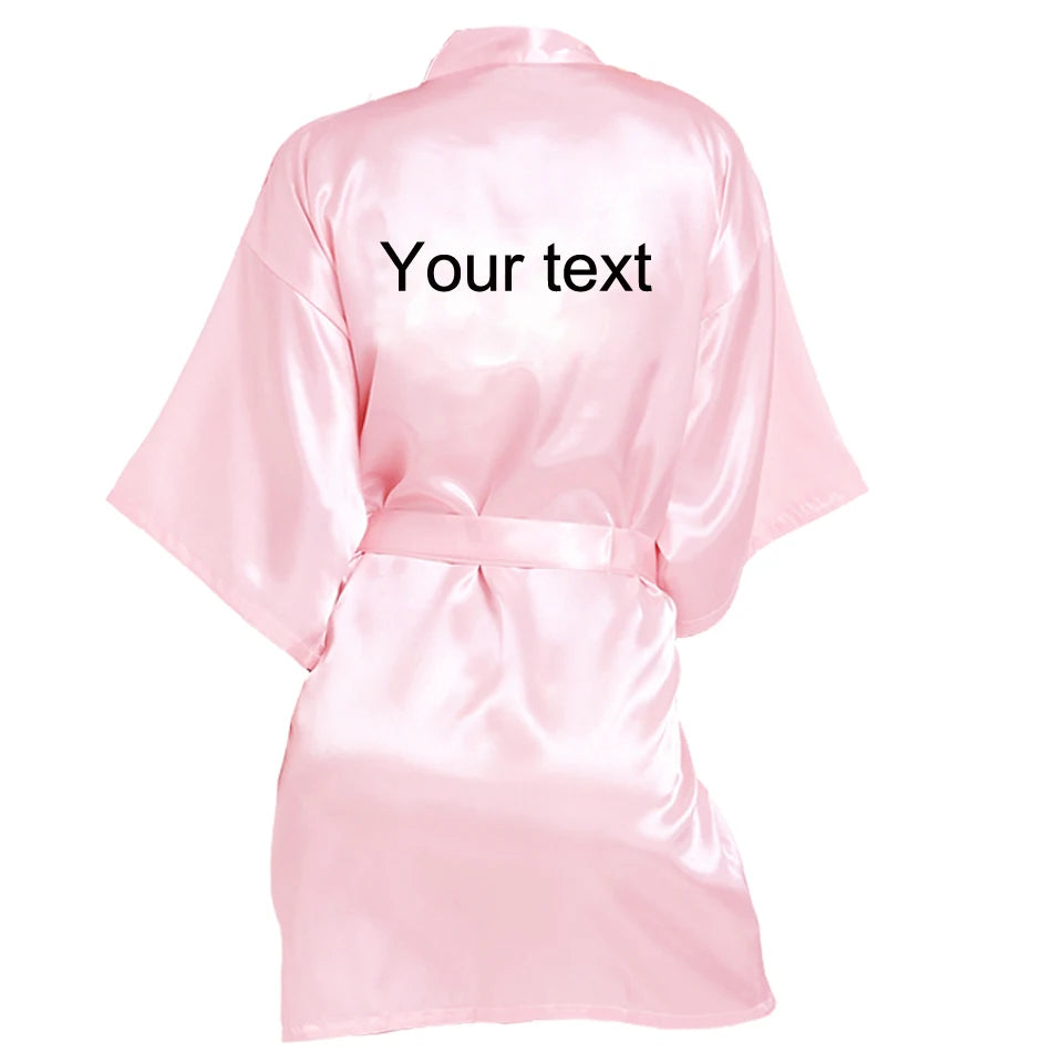 Customized Name Date Wedding Bathrobe Faux Silk Bridal Robe Bride Bridesmaid Wedding Robes Woman Bachelorette Hen Party