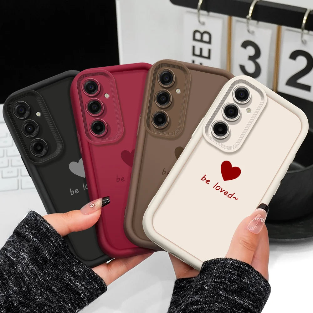 Simple Love Heart Phone Case For Samsung Galaxy A37 A17 A07 A56 A36 A26 A16 A06 A55 A35 A25 A15 A05 A05S 4G 5G Staircase Soft Co