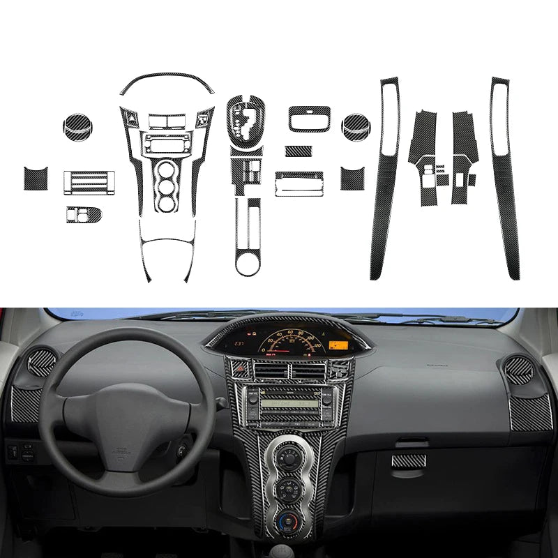 Carbon Fiber Epoxy Coated Interior Gear Shift Panel Trim Cover Sticker For Toyota Yaris 2006 2007 2008 2009 2010 2011 2012 2013