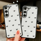 Black Bowknot Phone Case For Samsung Galaxy S26 Ultra Case A16 A56 5g A17 A55 A54 A36 A07 A06 S25 Ultra S24 FE S23 Lanyard Cover