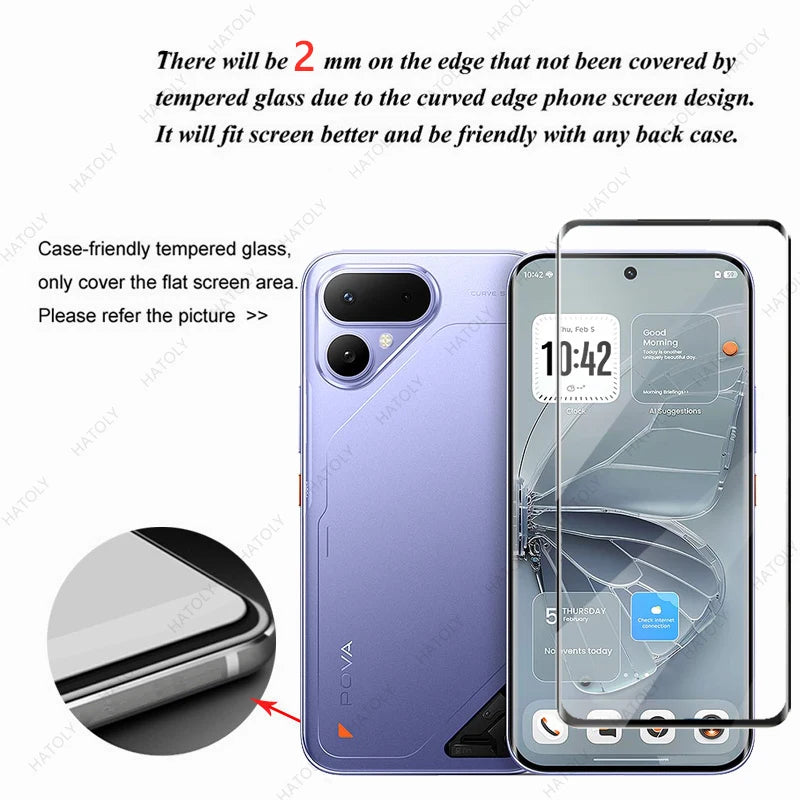 For Tecno Pova Curve 2 Glass Protective Film For Tecno Pova Curve 2 5G 3D Edge Curved Screen Protector Camera Lens Protector
