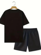 Summer Men's Short Sleeve Shorts Set Personalized Logo Printed Short Sleeve Shorts Set Loose Breathable Casual Fashion