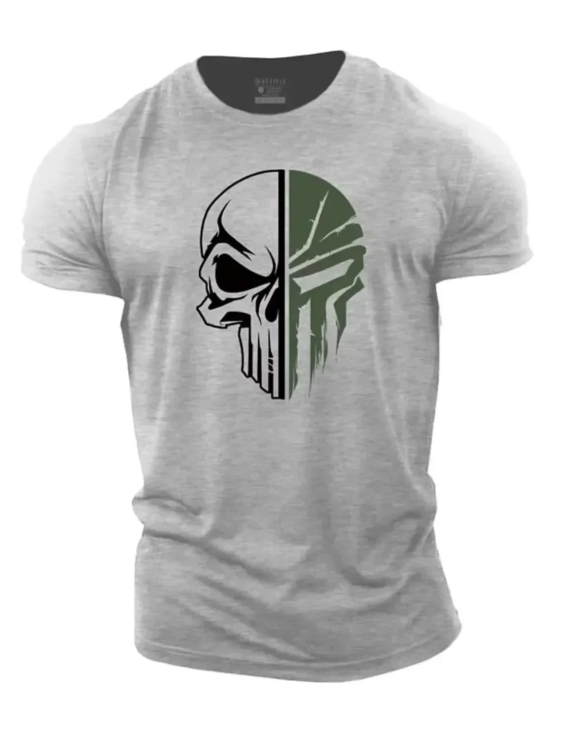 Fashion Skull Printed Men's Crew Neck T-shirt Breathable Fitness Running Short Sleeve Tees Outdoor Quick Drying Tops