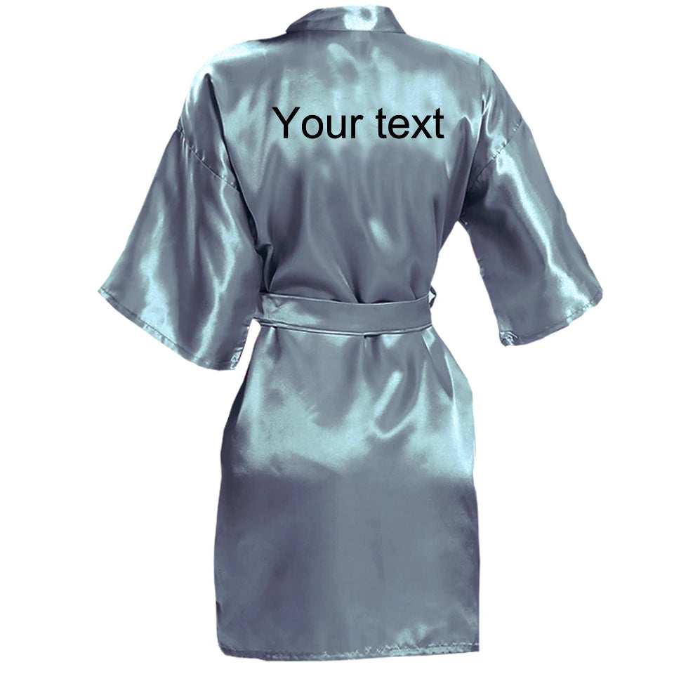 Customized Name Date Wedding Bathrobe Faux Silk Bridal Robe Bride Bridesmaid Wedding Robes Woman Bachelorette Hen Party